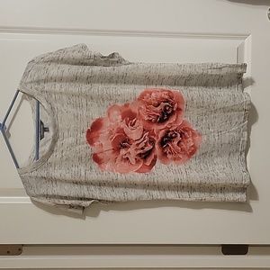 Daisy Fuentes pink flower shirt XL